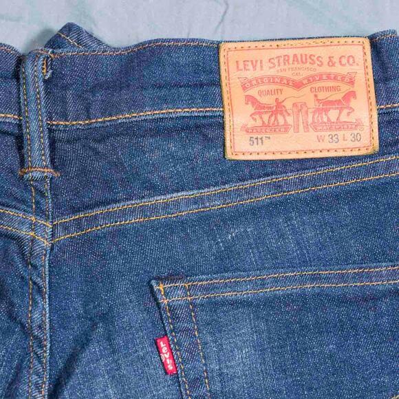 Levis 511 Jeans Mens 33x30 Blue Denim Straight Leg Modern - Picture 3 of 4